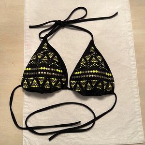 Black and neon yellow Bikini Top